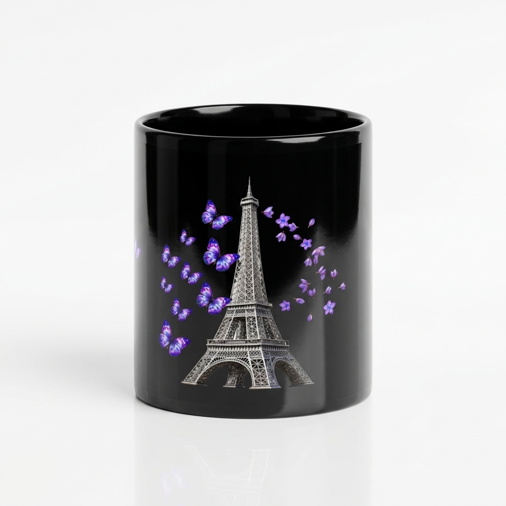 tsgabrielle® • Paris - Torre Eiffel • Caneca Brilhante • Preto • Cerâmica • 2 Tamanhos - View 14