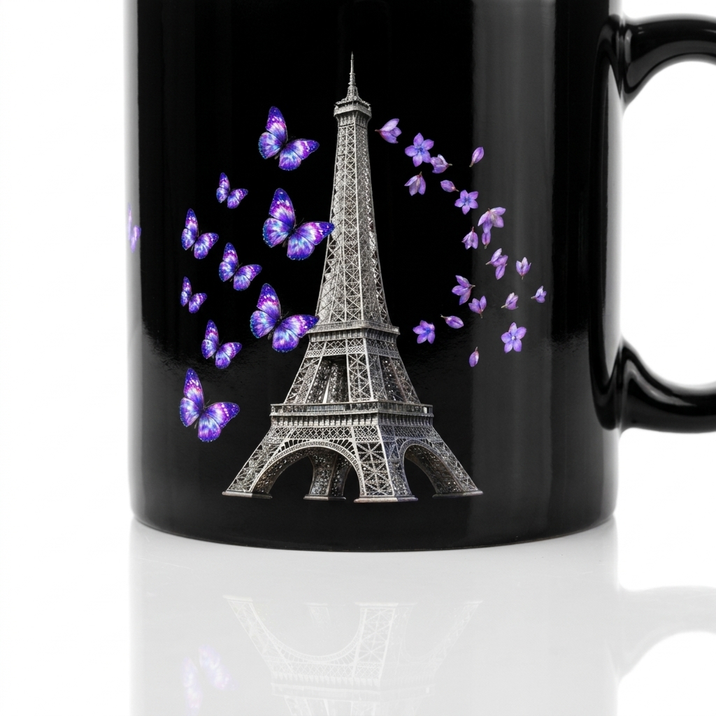 tsgabrielle® • Paris - Torre Eiffel • Caneca Brilhante • Preto • Cerâmica • 2 Tamanhos - View 13