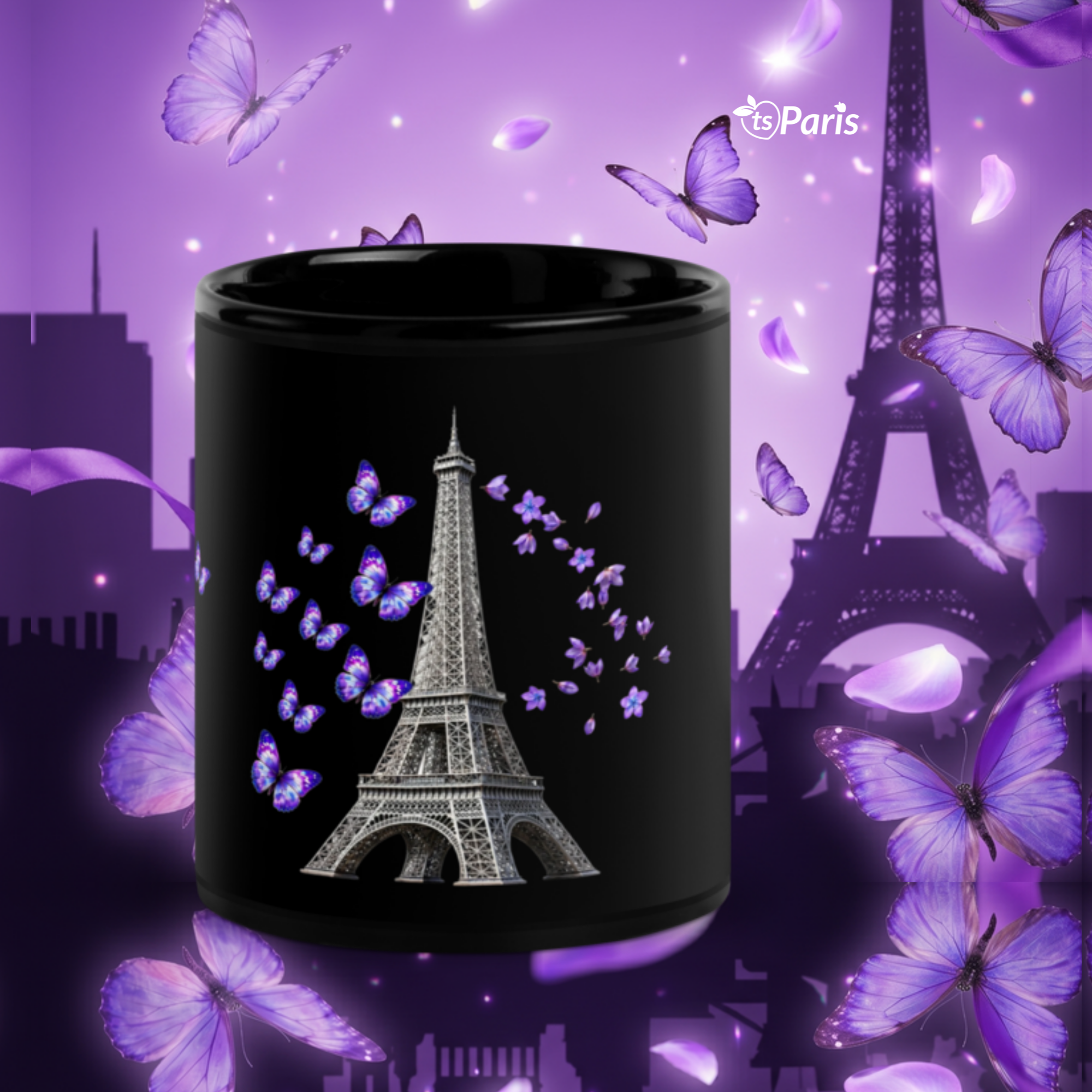 tsgabrielle® • Paris - Torre Eiffel • Caneca Brilhante • Preto • Cerâmica • 2 Tamanhos - View 28