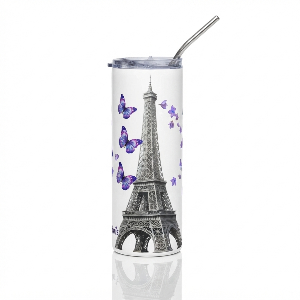tsgabrielle® • Paris - Torre Eiffel • Tumbler • Aço Inoxidável • Branco • 20 oz - View 2