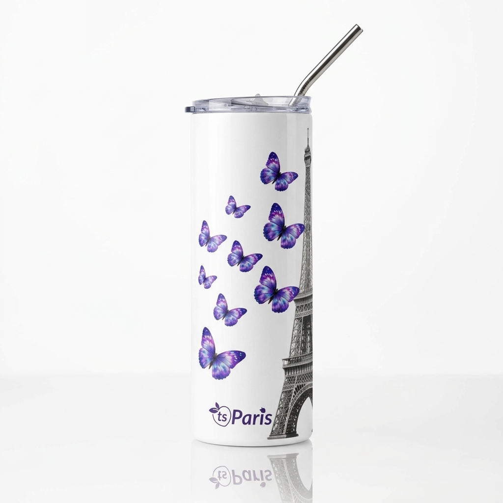 tsgabrielle® • Paris - Torre Eiffel • Tumbler • Aço Inoxidável • Branco • 20 oz - View 4