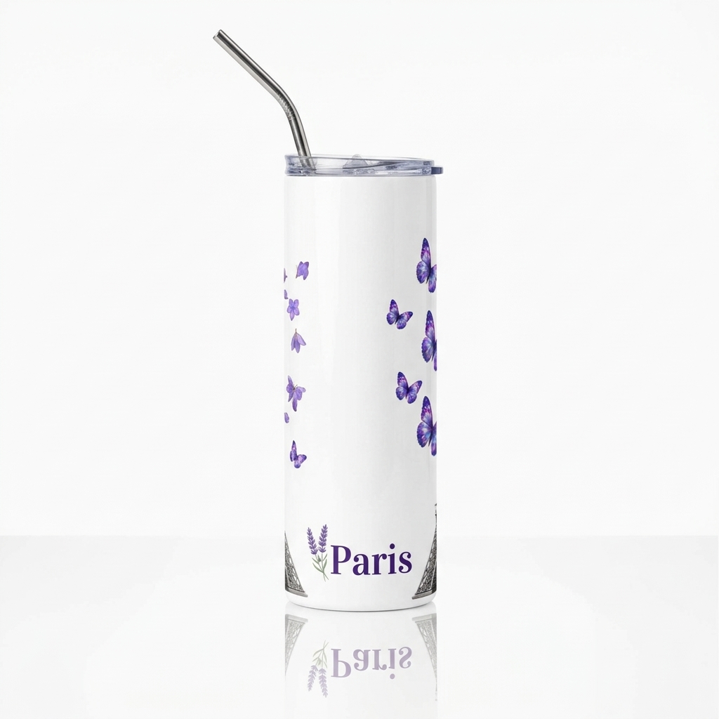 tsgabrielle® • Paris - Torre Eiffel • Tumbler • Aço Inoxidável • Branco • 20 oz - View 5