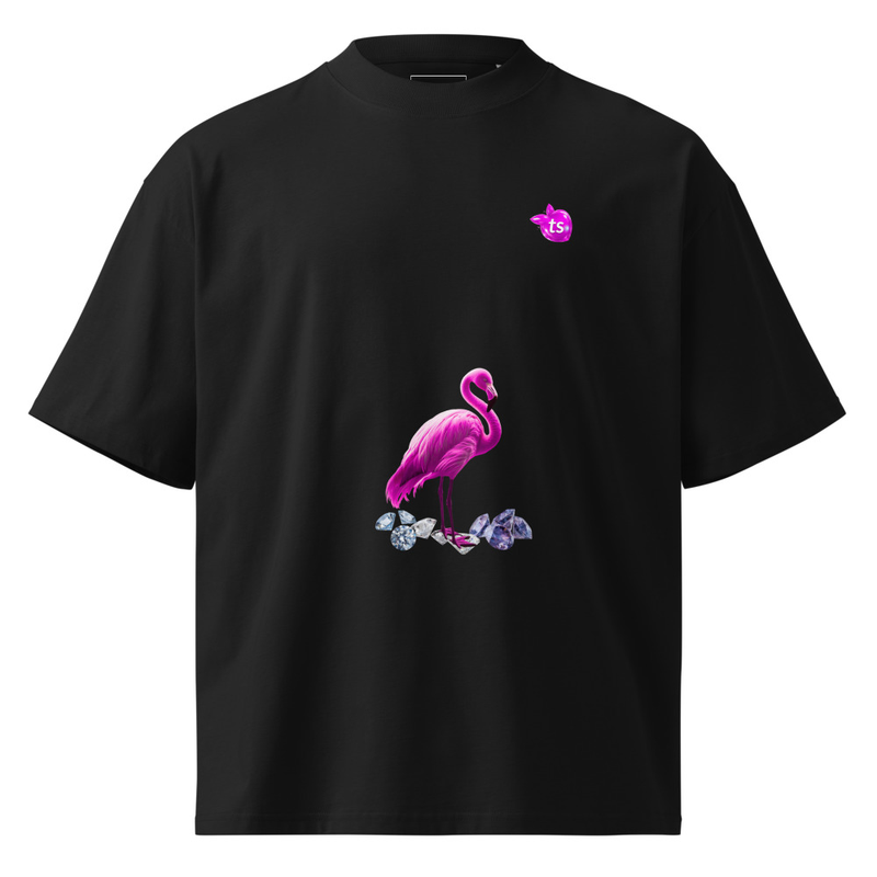 tsgabrielle® • Para Ele • Flamant Rose • Camiseta oversized de gola alta • Preto • Algodão orgânico