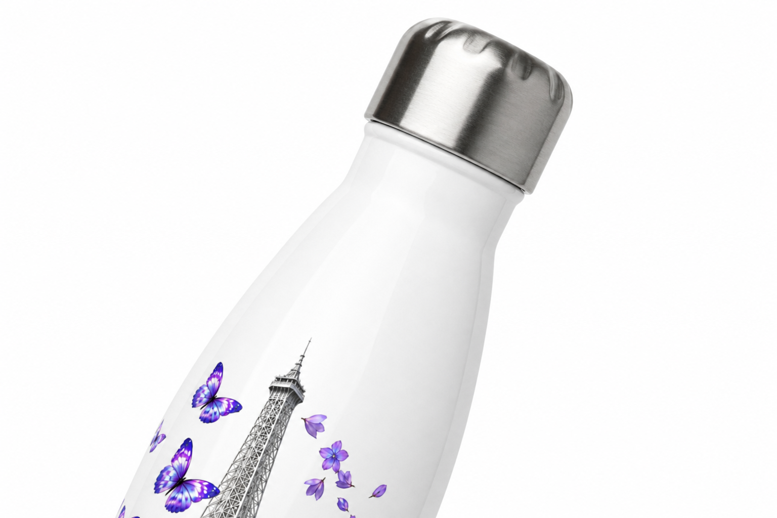 tsgabrielle® • Paris - Torre Eiffel • Garrafa de Água • Branco • Aço Inoxidável • 17 oz - 500ml - View 5